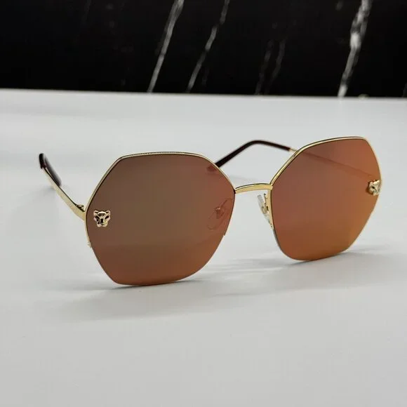 NEW CARTIER CT0332S 005 GOLD BROWN WOMEN SUNGLASSES CARTIER - Picture 6 of 15